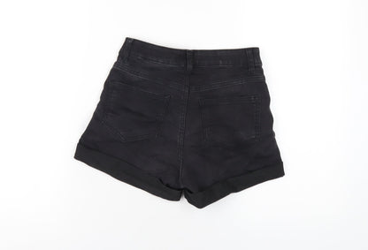 H&M Womens Black Cotton Boyfriend Shorts Size 6 Regular Zip