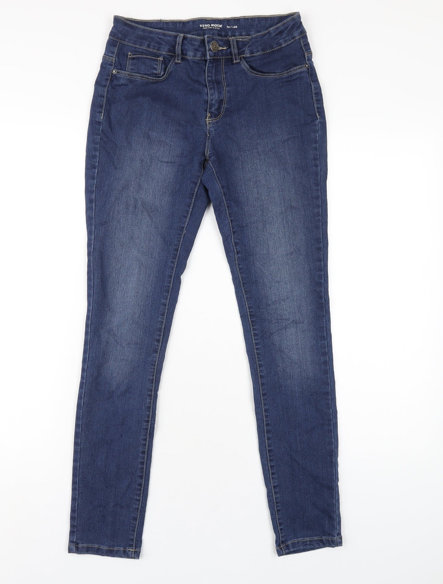 Womens UK Size M VERO MODA Regular Fit Skinny Blue Jeans