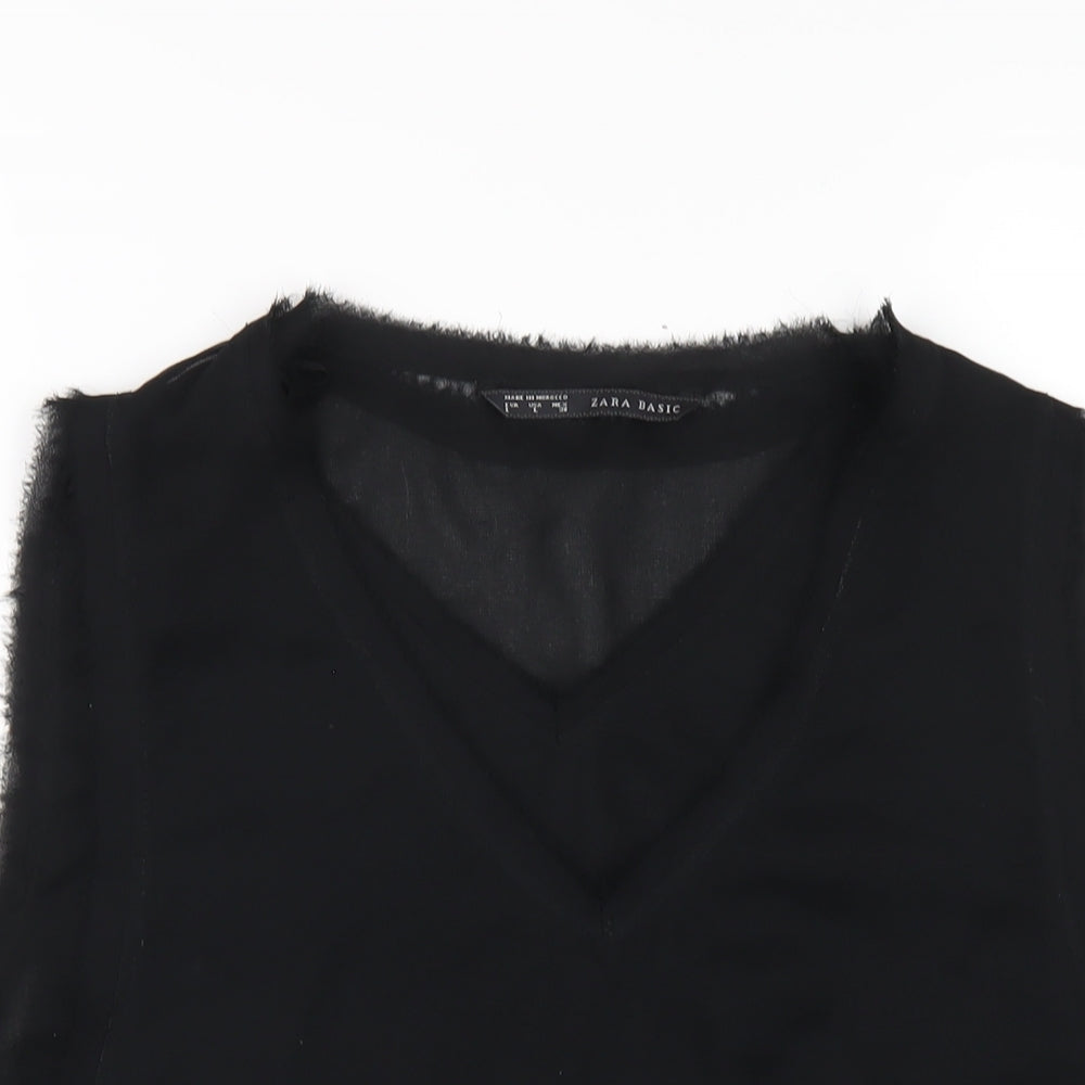 Womens UK Size L Zara Black Basic Tank