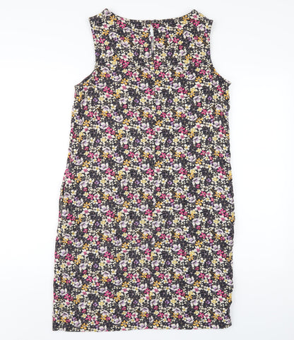 NEXT Womens Multicoloured Floral Linen A-Line Size 8 Round Neck Button