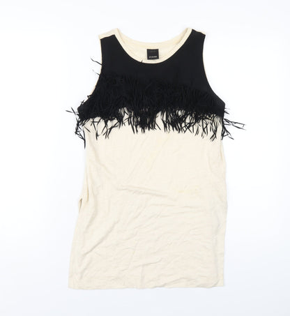 PINKO Womens Ivory Linen Basic Tank Size M Round Neck