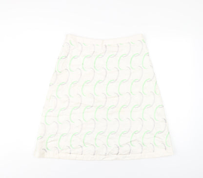Oasis Womens Ivory Geometric Cotton A-Line Skirt Size 12 Zip