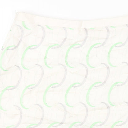 Oasis Womens Ivory Geometric Cotton A-Line Skirt Size 12 Zip