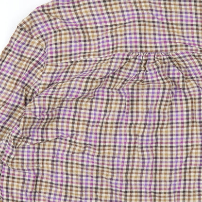 NEXT Womens Multicoloured Check Viscose Basic T-Shirt Size 8 Round Neck