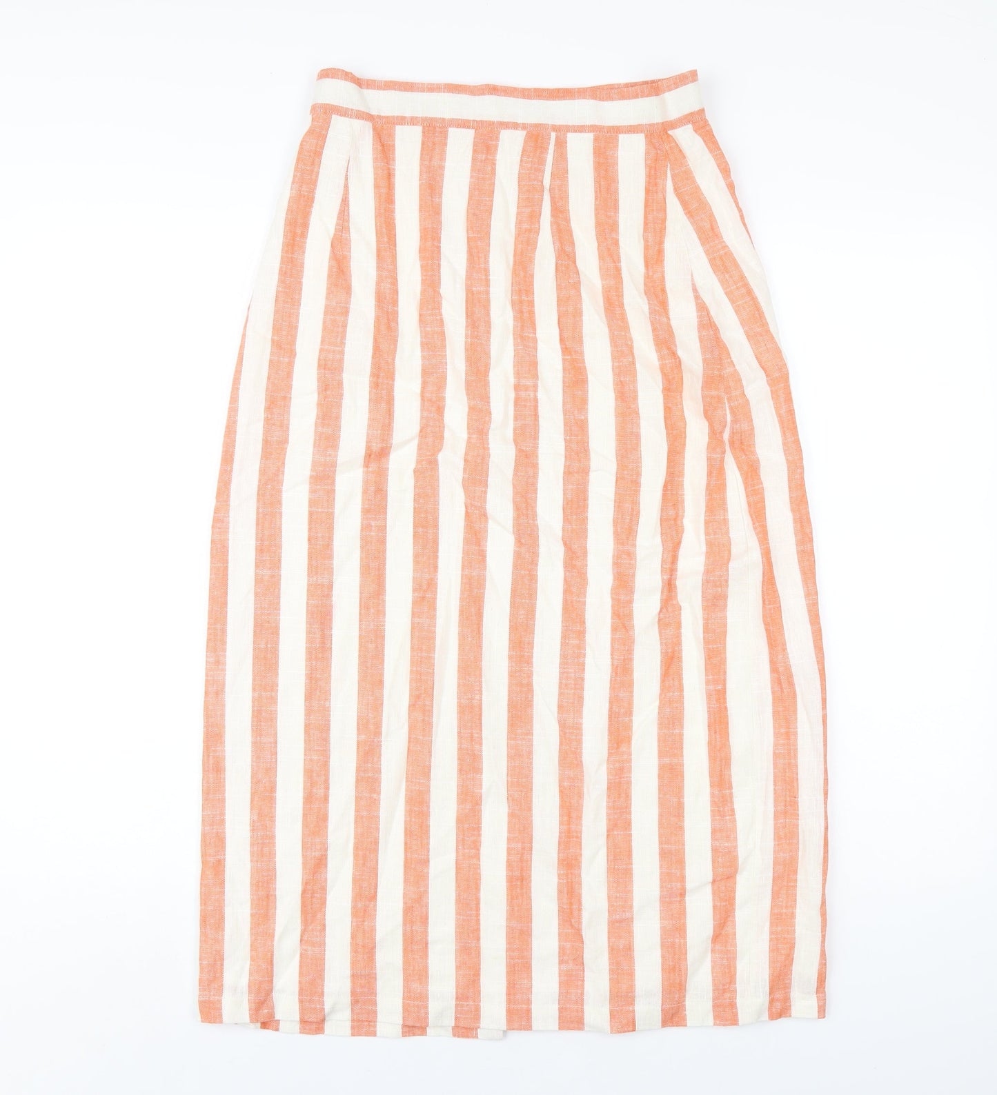 Glamorous Womens Orange Striped Viscose A-Line Skirt Size 10 Button