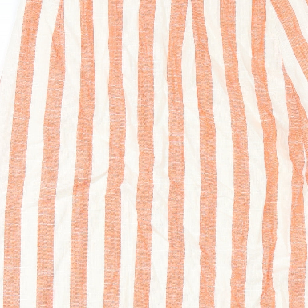 Glamorous Womens Orange Striped Viscose A-Line Skirt Size 10 Button