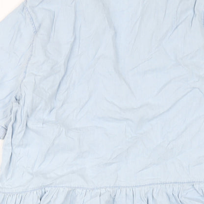 Stradivarius Womens Blue Cotton A-Line Size L V-Neck Pullover