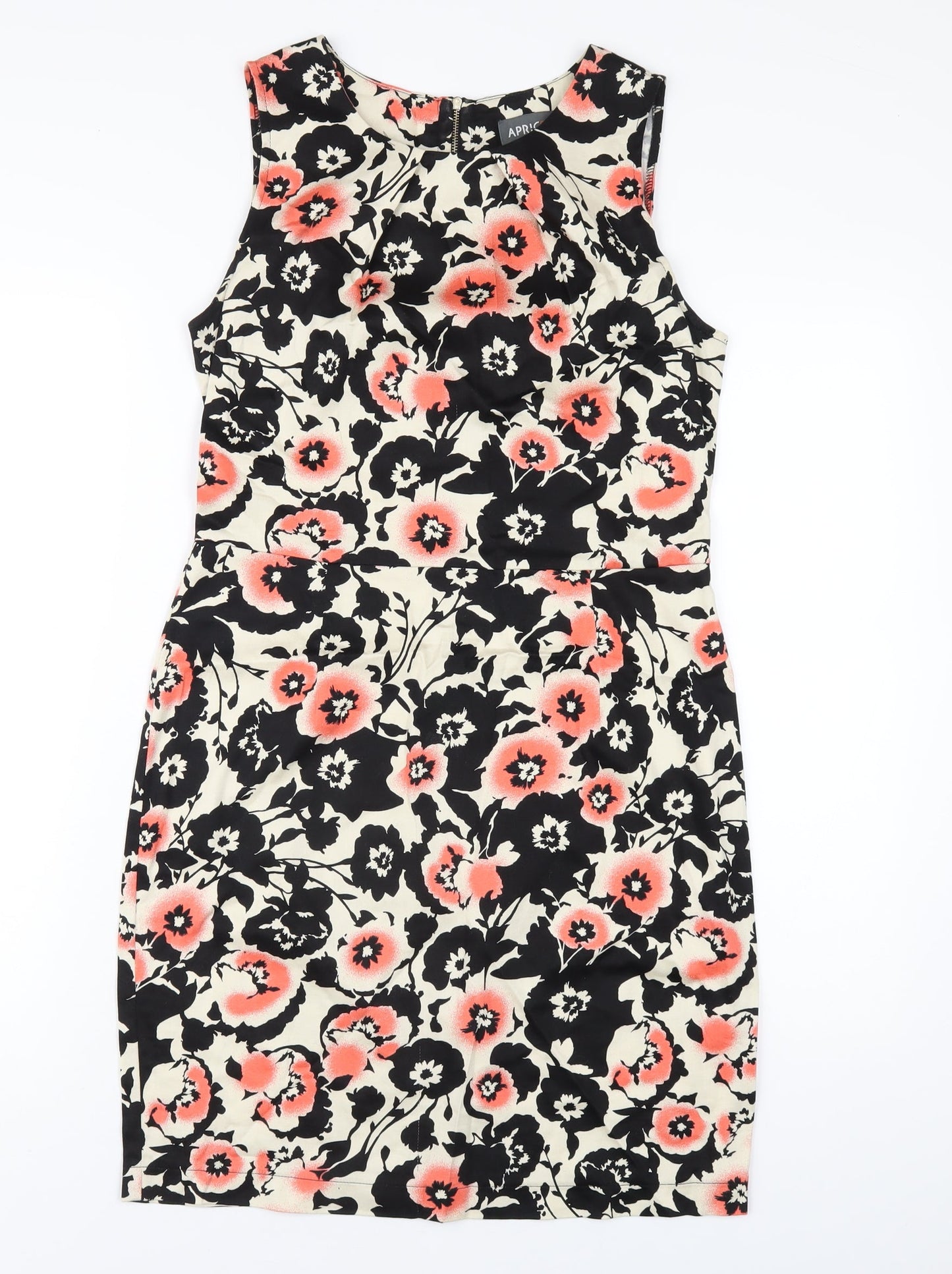 Apricot Womens Multicoloured Floral Polyester Pencil Dress Size 12 Round Neck Zip