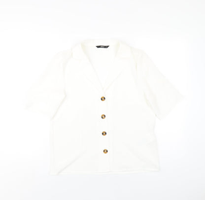 Womens UK Size 8 Only White Basic Button-Up