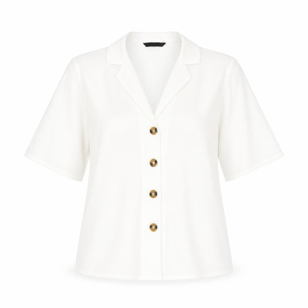 Womens UK Size 8 Only White Basic Button-Up