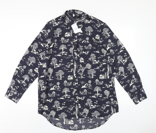 Womens UK Size 8 NEXT Grey Basic Button-Up