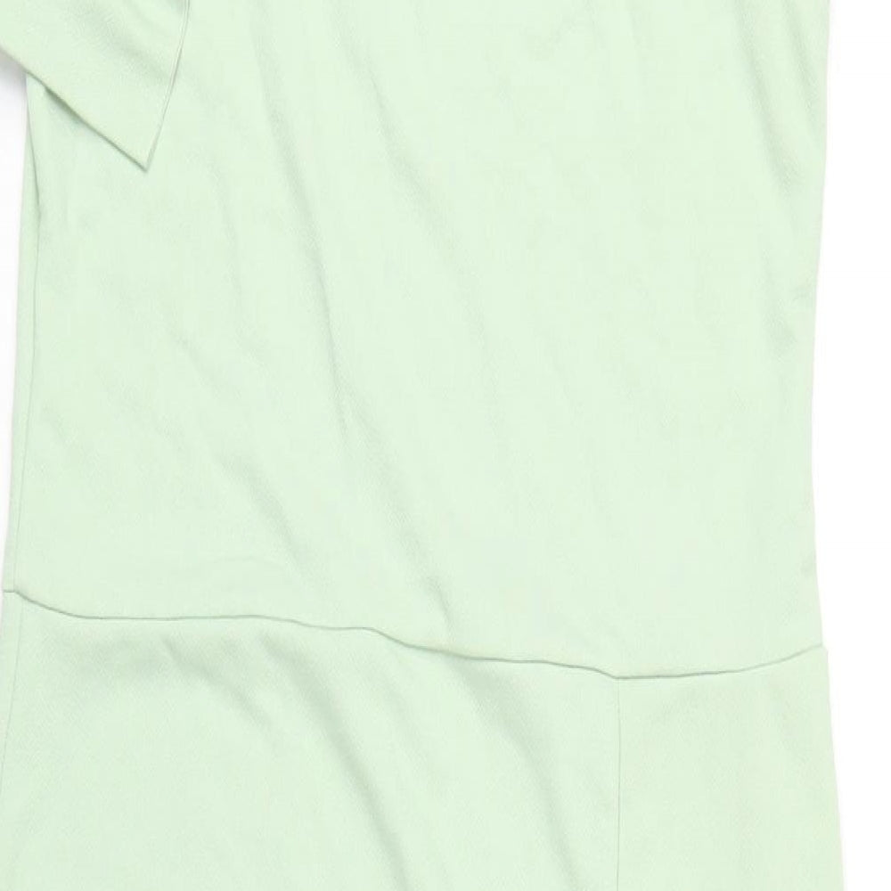 PRETTYLITTLETHING Womens Green Polyester Bodycon Size 14 One Shoulder Pullover