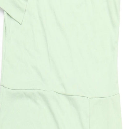 PRETTYLITTLETHING Womens Green Polyester Bodycon Size 14 One Shoulder Pullover