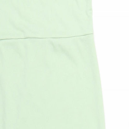 PRETTYLITTLETHING Womens Green Polyester Bodycon Size 14 One Shoulder Pullover