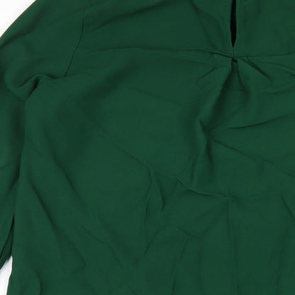 H&M Womens Green Polyester A-Line Size 8 Round Neck Button