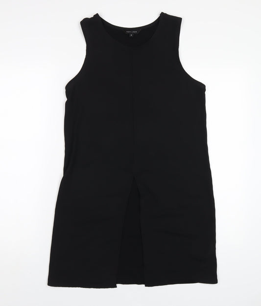 New Look Womens Black Viscose Tank Dress Size 8 Round Neck Pullover