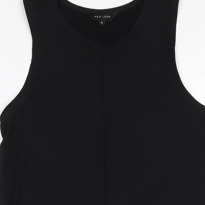 New Look Womens Black Viscose Tank Dress Size 8 Round Neck Pullover
