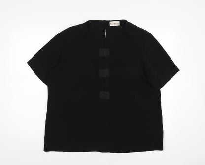 Bonmarché Womens Black Polyester Basic T-Shirt Size 18 Round Neck