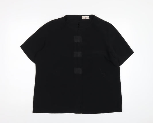 Bonmarché Womens Black Polyester Basic T-Shirt Size 18 Round Neck