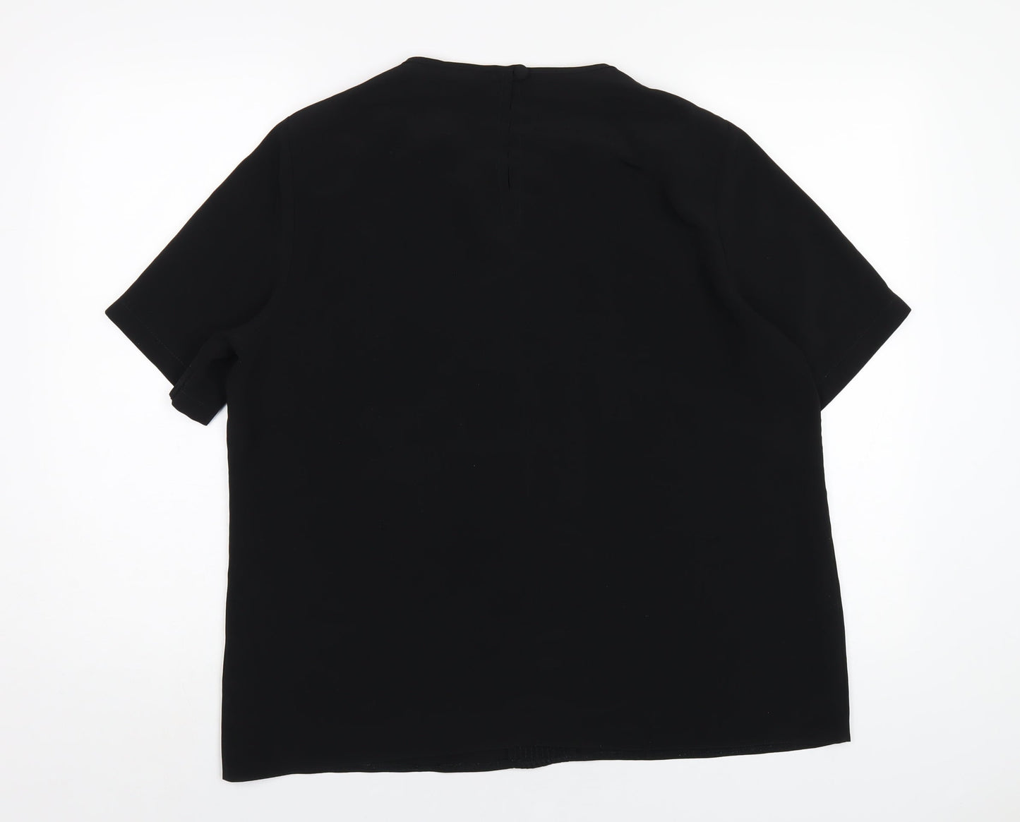 Bonmarché Womens Black Polyester Basic T-Shirt Size 18 Round Neck