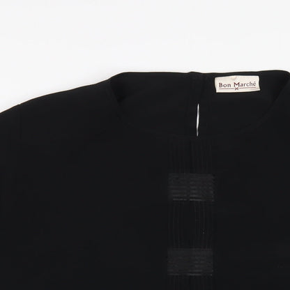 Bonmarché Womens Black Polyester Basic T-Shirt Size 18 Round Neck
