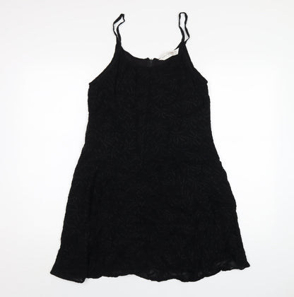 Dorothy Perkins Womens Black Polyester A-Line Size 12 Round Neck Zip