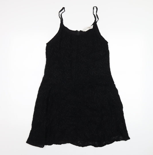 Dorothy Perkins Womens Black Polyester A-Line Size 12 Round Neck Zip