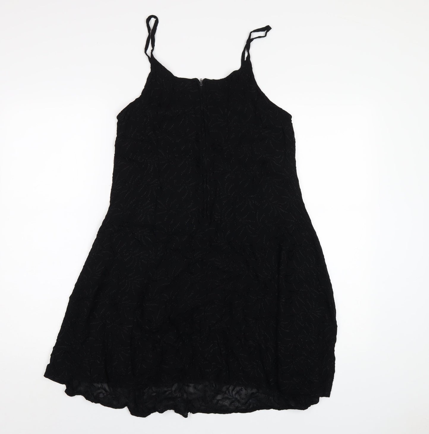 Dorothy Perkins Womens Black Polyester A-Line Size 12 Round Neck Zip