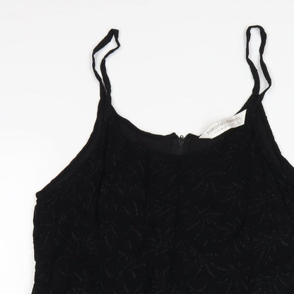 Dorothy Perkins Womens Black Polyester A-Line Size 12 Round Neck Zip