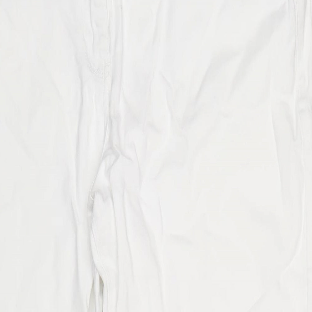 M&Co Womens White Cotton Straight Jeans Size 18 L30 in Regular Zip