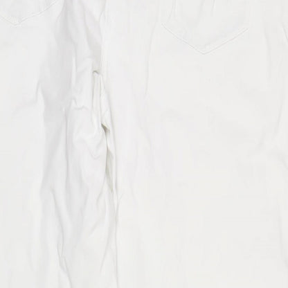 M&Co Womens White Cotton Straight Jeans Size 18 L30 in Regular Zip