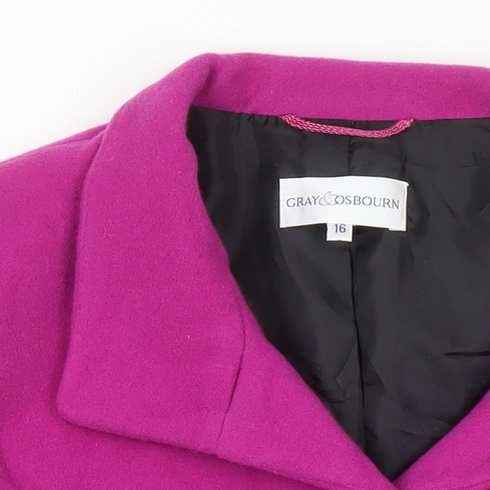 Womens UK Size 16 Gray & Osbourn Pink Overcoat