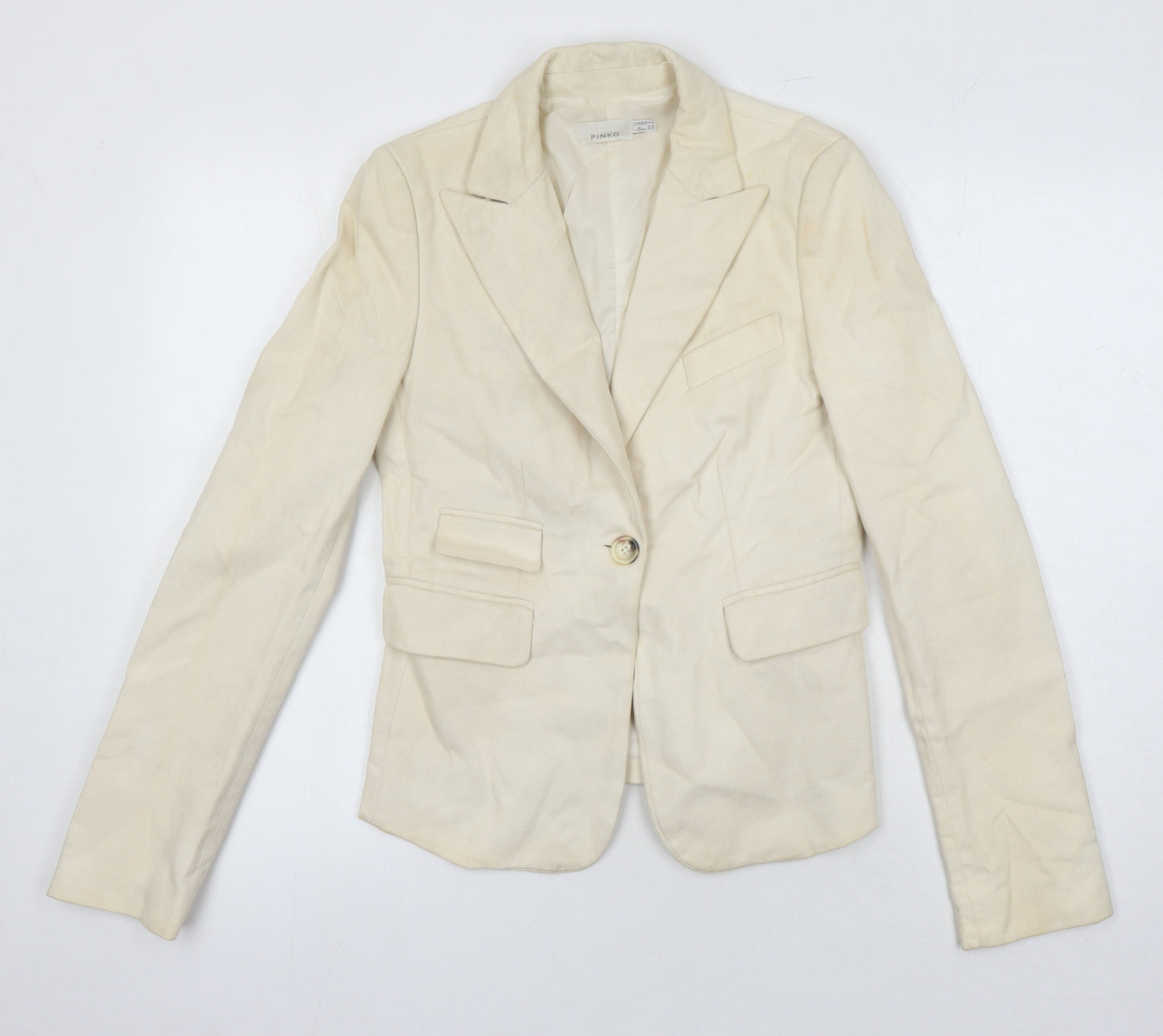 PINKO Womens Ivory Jacket Blazer Size 10 - Beaded detail to back