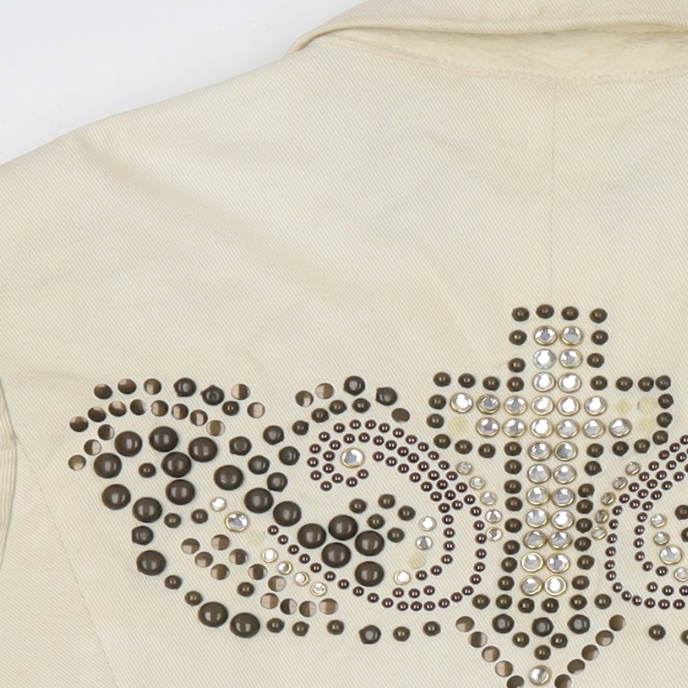 PINKO Womens Ivory Jacket Blazer Size 10 - Beaded detail to back