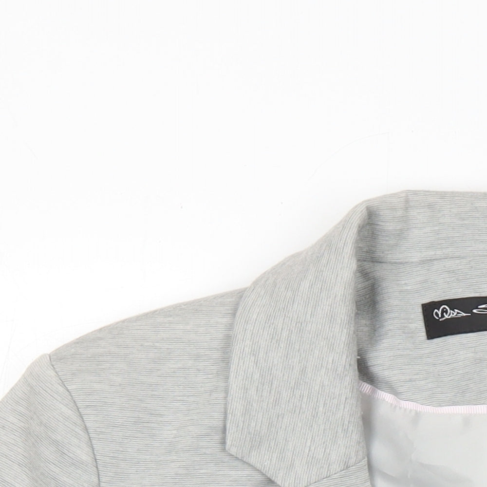 Close-up detail of Miss Selfirdge women’s grey jacket blazer, size UK 10
