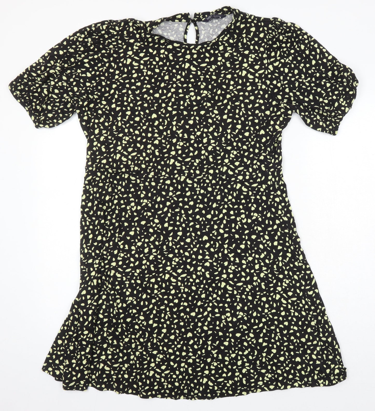 M&S Womens Ivory Geometric Viscose A-Line Size 16 Round Neck