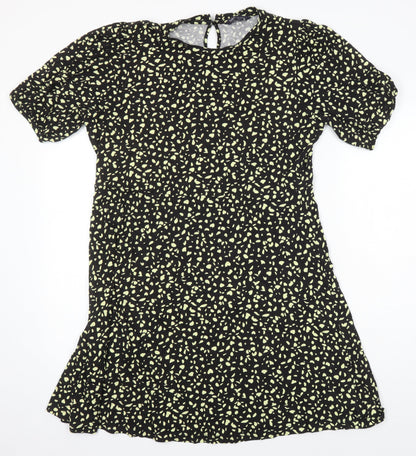 M&S Womens Ivory Geometric Viscose A-Line Size 16 Round Neck