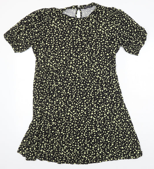 M&S Womens Ivory Geometric Viscose A-Line Size 16 Round Neck