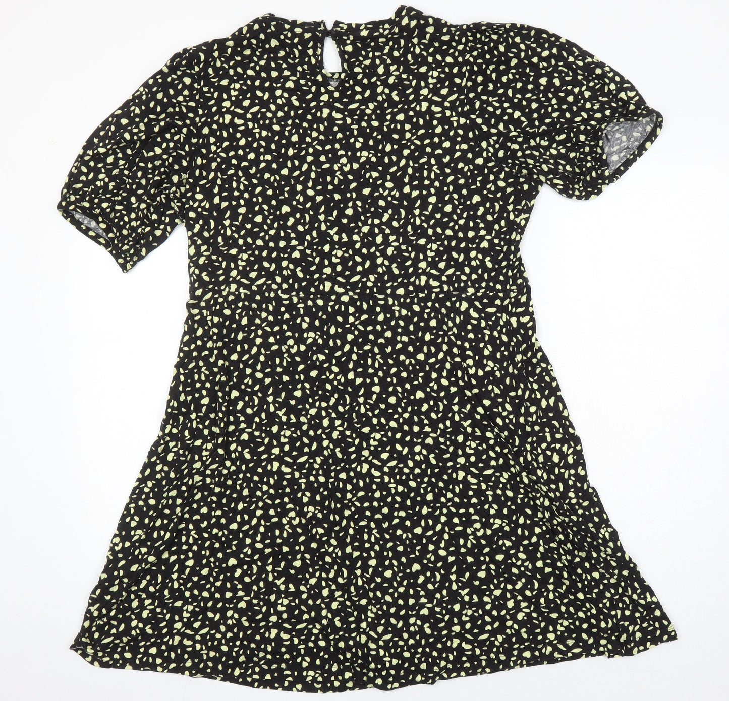 M&S Womens Ivory Geometric Viscose A-Line Size 16 Round Neck