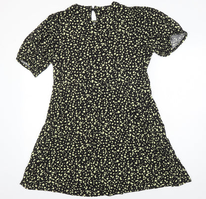 M&S Womens Ivory Geometric Viscose A-Line Size 16 Round Neck