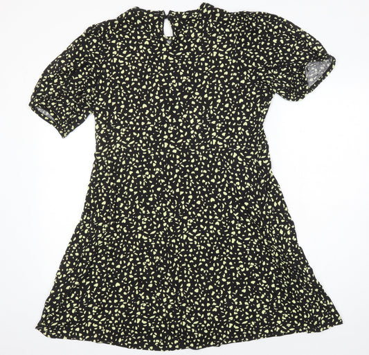 M&S Womens Ivory Geometric Viscose A-Line Size 16 Round Neck