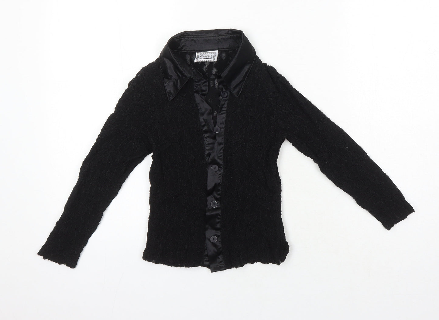 Georgio Bombini Womens Black Polyester Basic Blouse One Size Collared