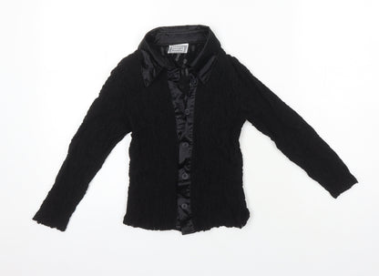 Georgio Bombini Womens Black Polyester Basic Blouse One Size Collared