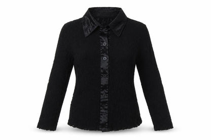 Georgio Bombini Womens Black Polyester Basic Blouse One Size Collared