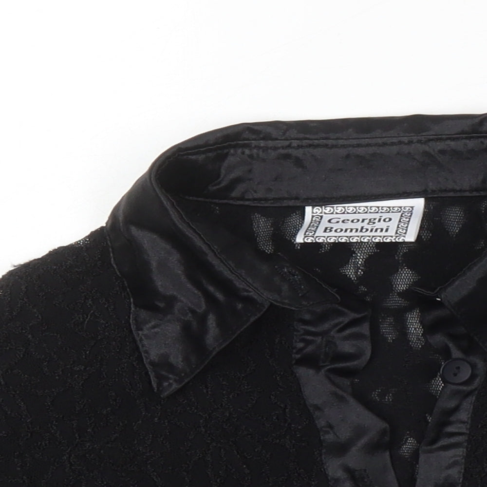 Georgio Bombini Womens Black Polyester Basic Blouse One Size Collared