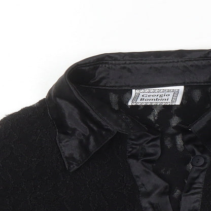 Georgio Bombini Womens Black Polyester Basic Blouse One Size Collared