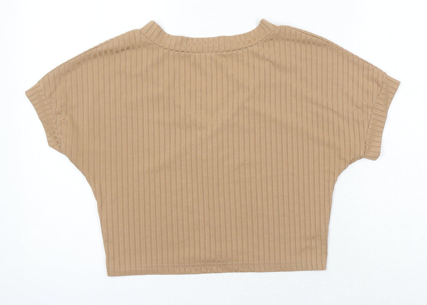 Womens UK Size XS ROMWE Brown Cropped T-Shirt