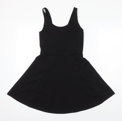 H&M Womens Black Polyester A-Line Size 10 Scoop Neck