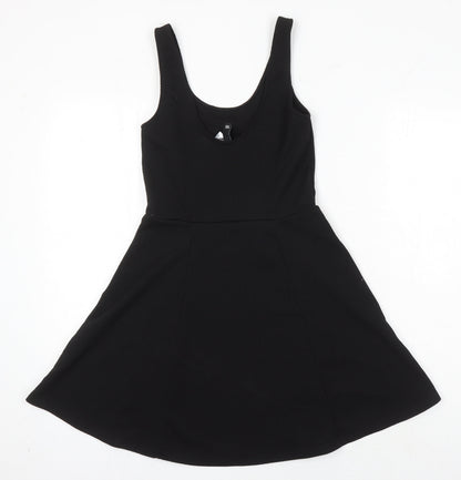 H&M Womens Black Polyester A-Line Size 10 Scoop Neck