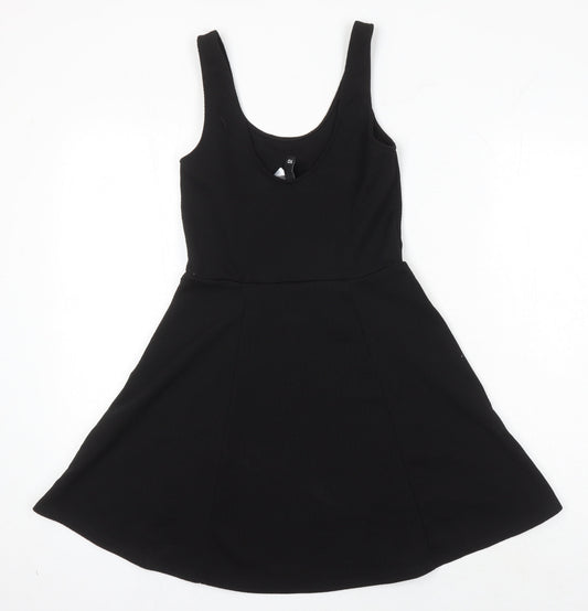 H&M Womens Black Polyester A-Line Size 10 Scoop Neck